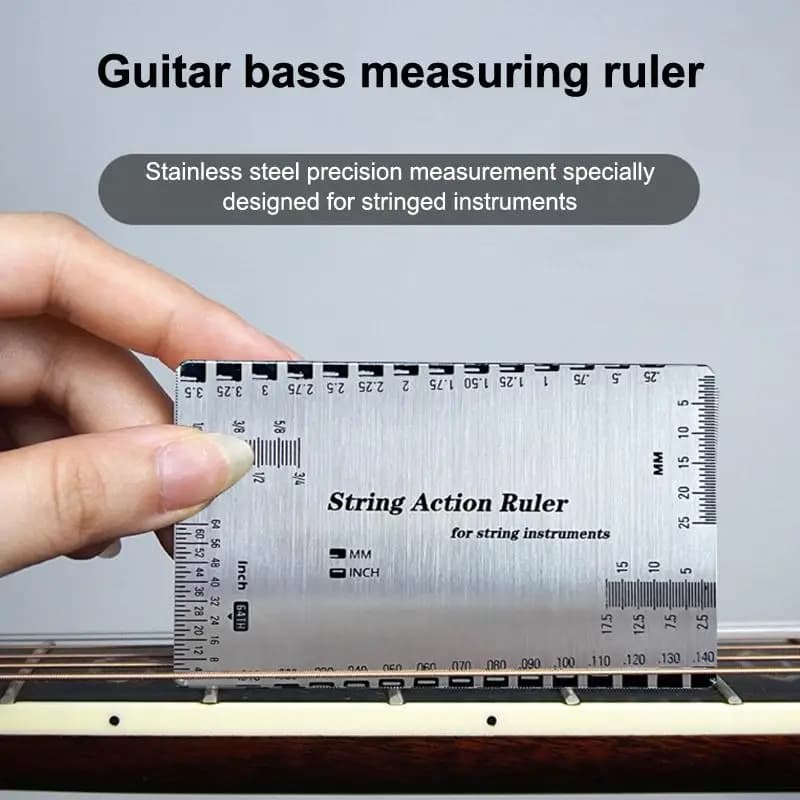 1 Pezzo Misuratore di Altezza Corde in Acciaio Inossidabile, Strumento di Riparazione per Chitarra, Ukulele, Basso, per Liutai