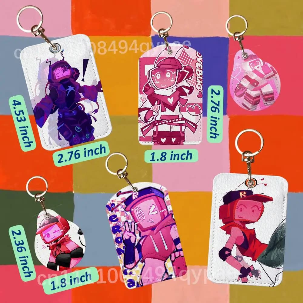 L-Lovebug Forsaken Veeronica Leather Access Card Case Anti-lost Card Holder Keychain Accessories Fingerprint-proof Key Tag Ring
