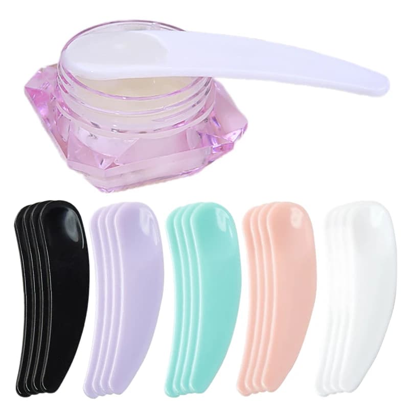 1000pcs Plastic Facial Mask Mixing Spoons Disposable Curved Scoops Cream Spoon Mini Cosmetic Spatula Salon Beauty Tool Kits