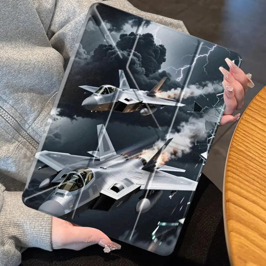 Custodia Protettiva per Tablet a Tema Aereo da Combattimento per iPad Pro 2025 Mini 6 7 Pro 11th 10th 9th 8th 7th 12.9 pollici Air 4 5 M3 M2 1 2