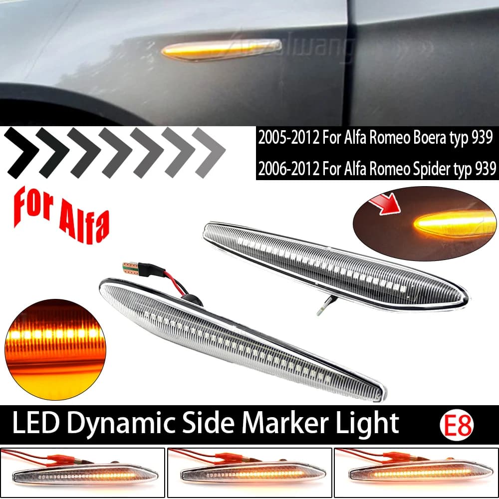 1 Set Per Alfa Romeo 159 Sportwagon Boera Spider tipo 939 LED Dinamico Luci di posizione laterali Freccia Indicatori di direzione Lampeggiante Lampade