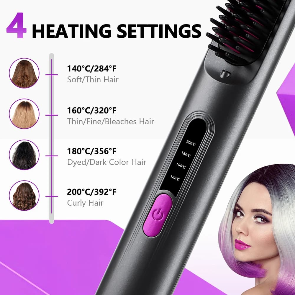 Electric Hot Comb Hair Straightener Quick Heated Comb Anti-Scalding Styling Tool Personal Care Multifunctional Hairstyle Brush