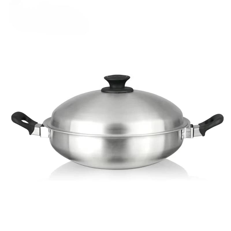 Multi-function High Steady Heat Large Chef's Stew Kitchenware 304 Stainless Steel Divided Frying Pan with Double Handle