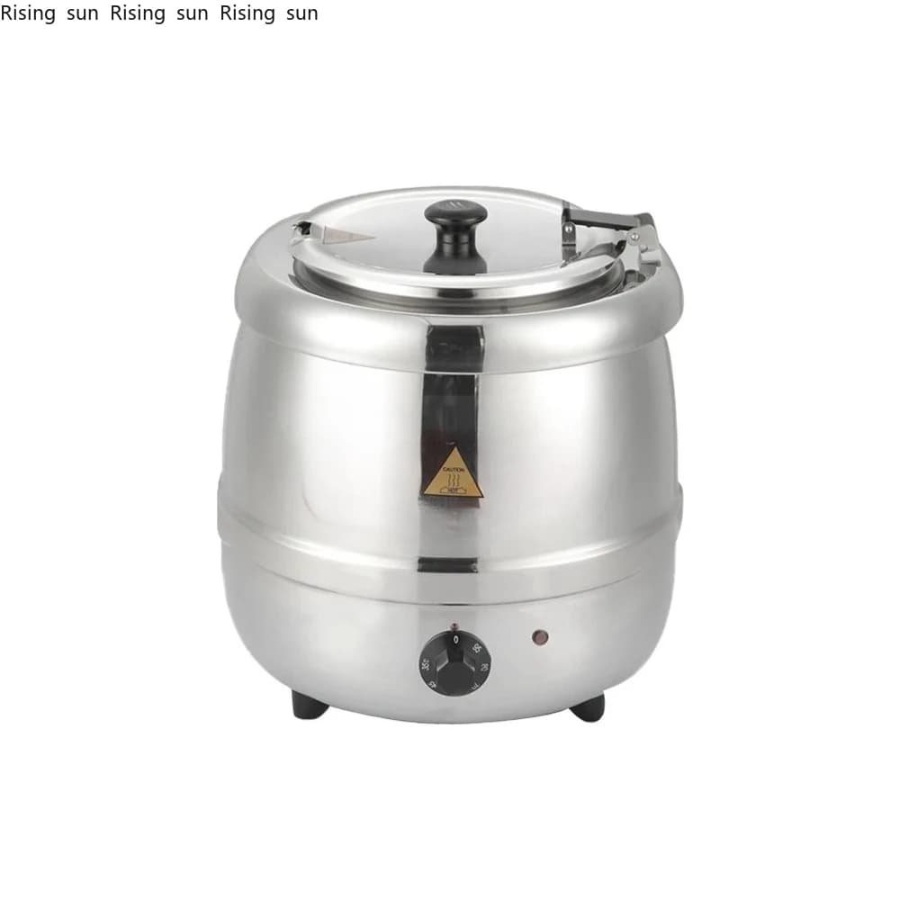 Commercial electric kettle for quick heating soup with simple operation 220V 110V with stainless steel pot and black coloured cover