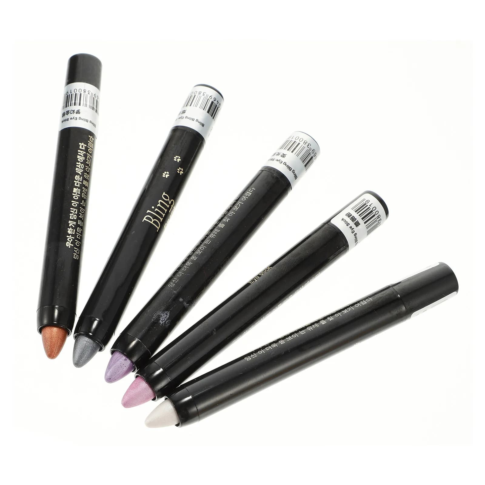 Set da 5 Penne Ombretto Colorate Lucide Glitterate, Lunga Durata, Anti-Sbavatura, Ideali per Viaggi, Confezione Regalo