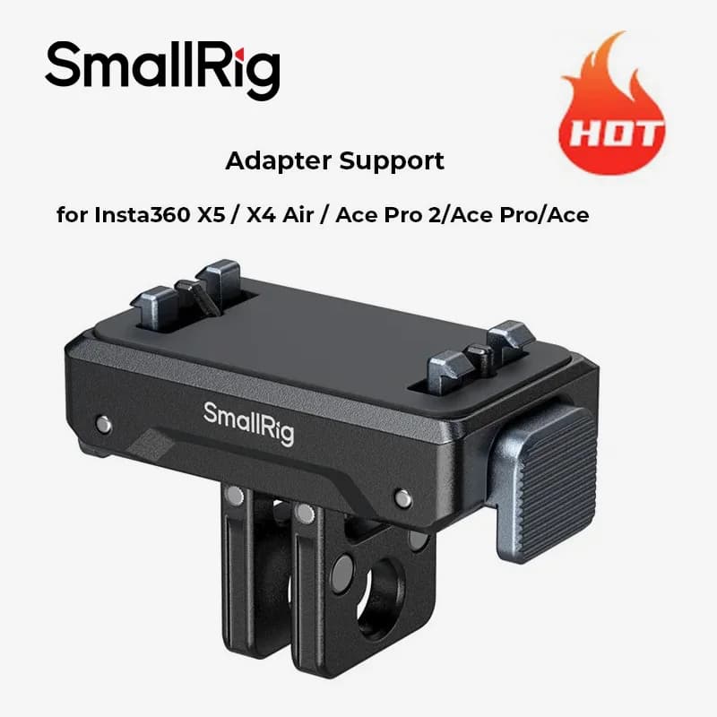SmallRig Adapter Support for Insta360 X5 / X4 Air / Ace Pro 2/Ace Pro/Ace with One Folding 2-Prong Mount for Selfie Sticks 5814