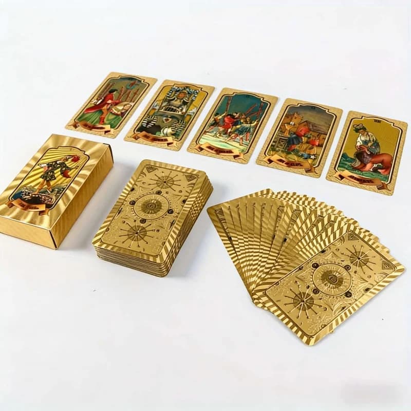 Gioco da Tavolo Casual per Feste, Carte da Gioco Impermeabili in Plastica Colorata con Stampa Dorata, Carte dei Tarocchi