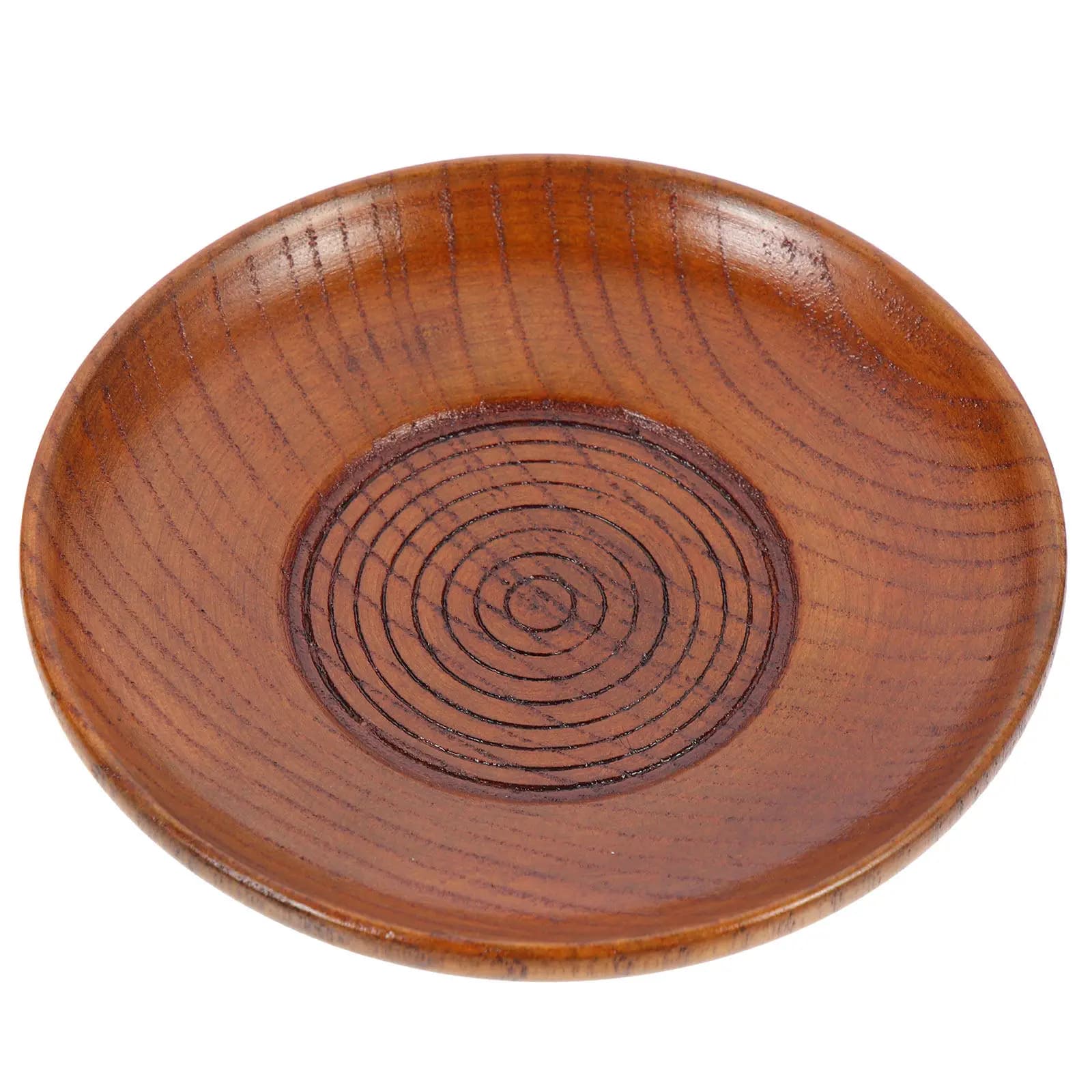 Piatto di Servizio in Legno Ecologico, Vassoio Rotondo Elegante per Frutta Secca, Caramelle, Dolci, Porta Snack per Casa, Hotel, Ristorante