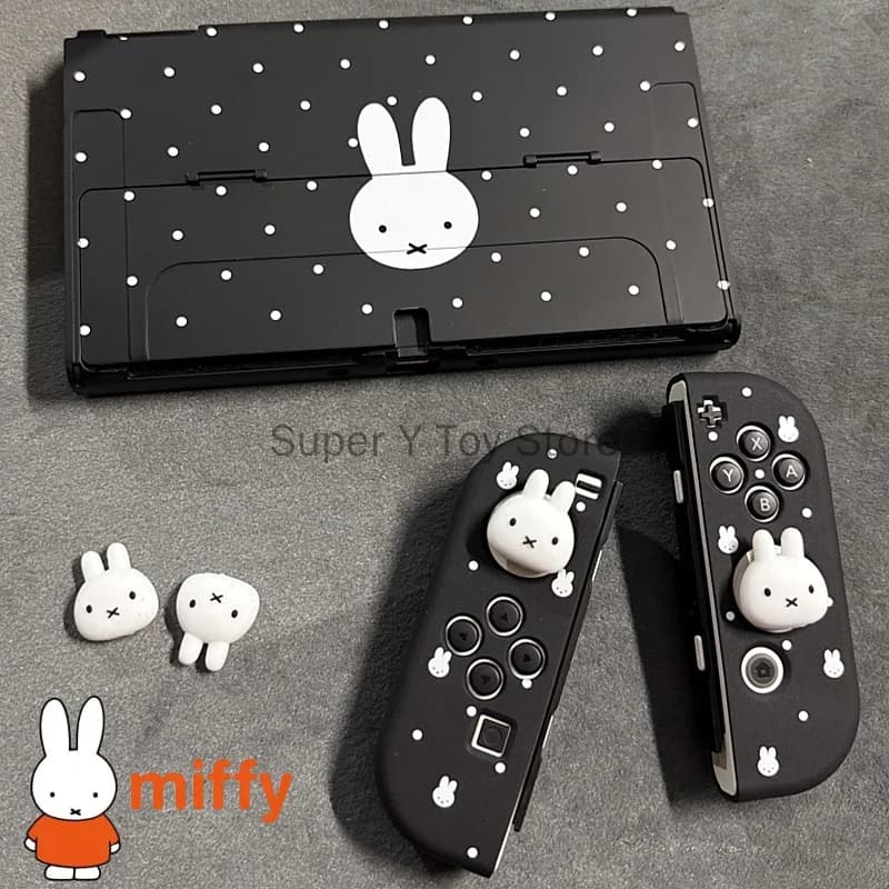 New In Stock Millie Switch Oled Ns Ns2 Split Black Hard Protective Case Polka Dot Miffy Pattern Anti Drop Protective Xmas Gift