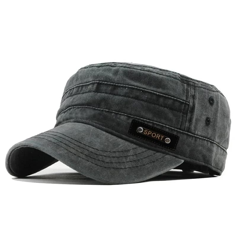 Men Washed Cotton Flat Top Military Hat Spring Summer Autumn Breathable Mesh Visor Cap Outdoor Sun Protection Casual Army Hat