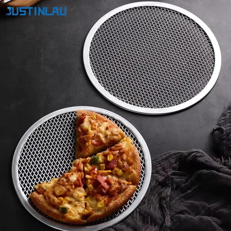 JUSTINLAU 6-14 Inch Pizza Baking Pan Mesh Round Aluminum Pizza Screen Baking Pan DIY Hollow Pie Bread Mesh Kitchen Baking Tools
