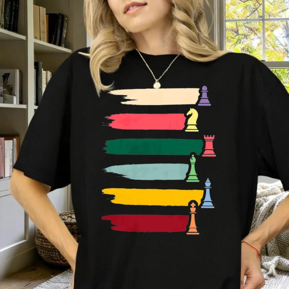 T-shirt Vintage per Amanti degli Scacchi, Set Magliette Scacchiera Mago Scacchi Re Regina Torneo, Regalo Nerd Gambit per Feste, Streetwear