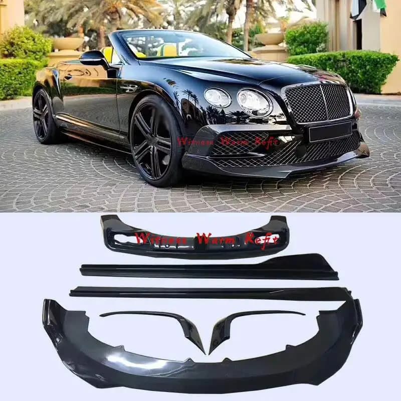 Car body kit in carbon fiber Front bumper back lip Splitter diffuser miniskirt side apron Front tire knife for Bentley Continental GT