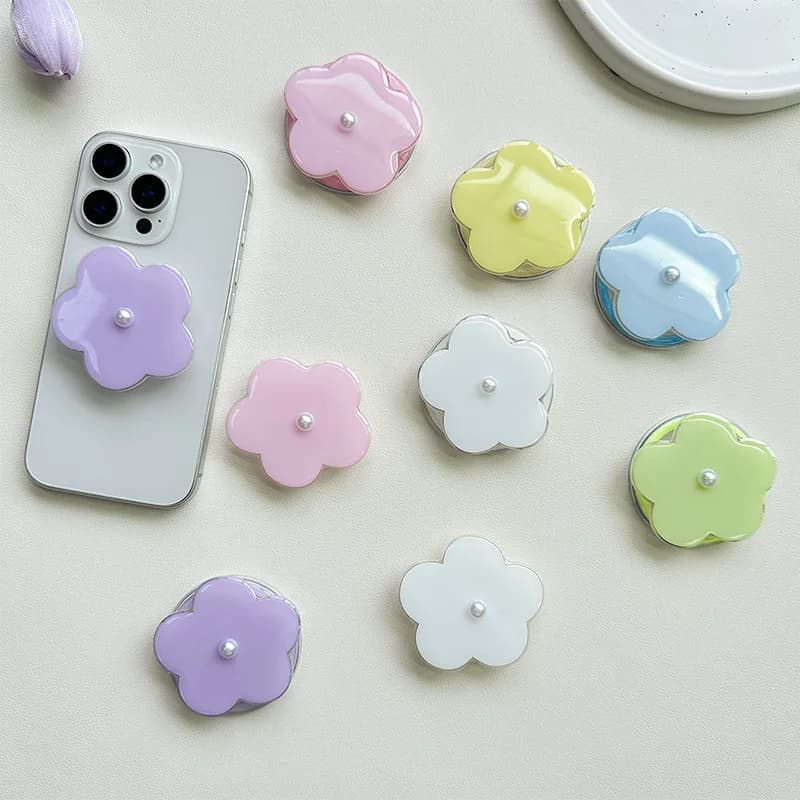 Supporto Magnetico per Telefono a Forma di Fiore con Perle, Supporto da Tavolo Pieghevole per Cellulare