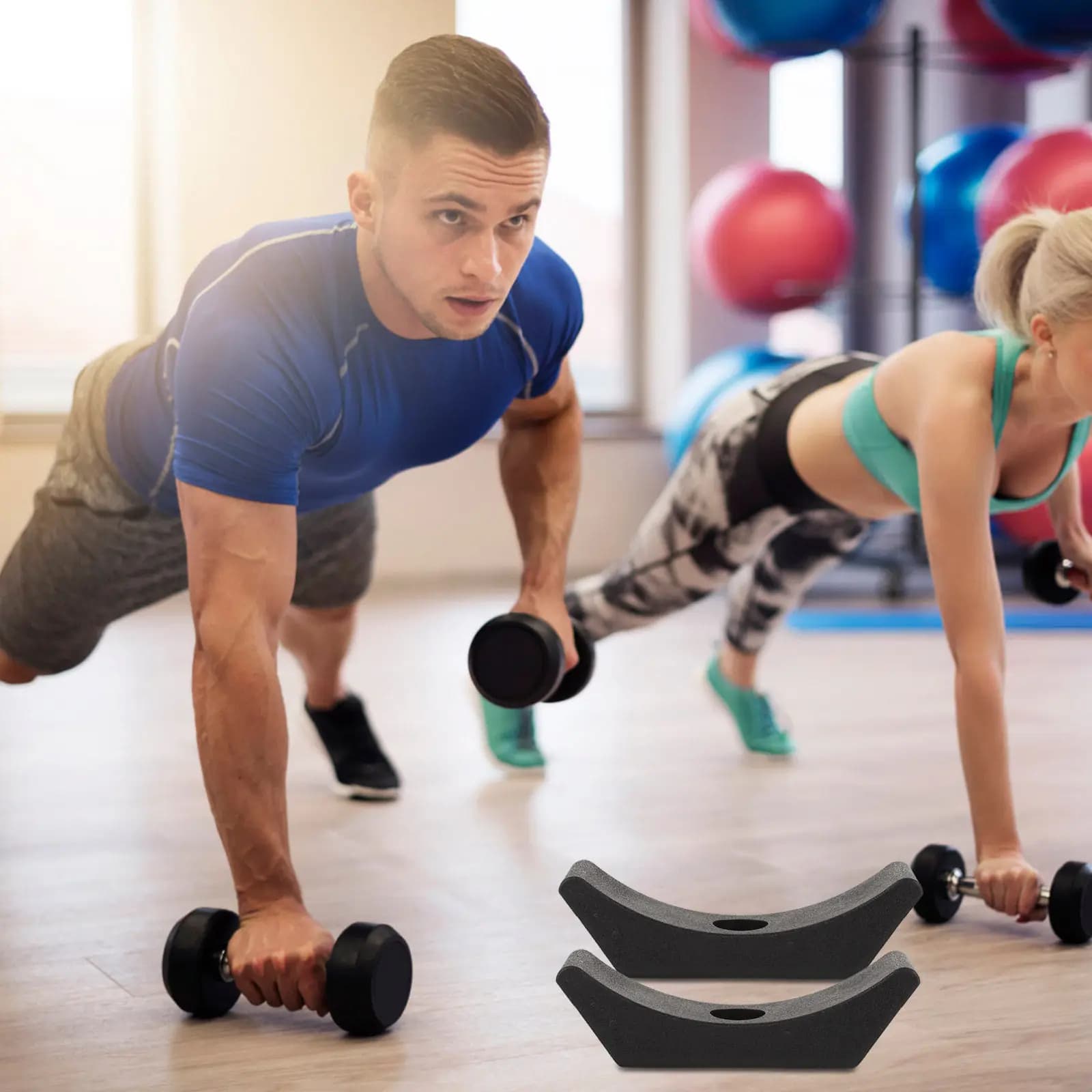Supporto per manubri da 4 pezzi, leggero e resistente, per organizzazione palestra, protezione pavimento e stoccaggio