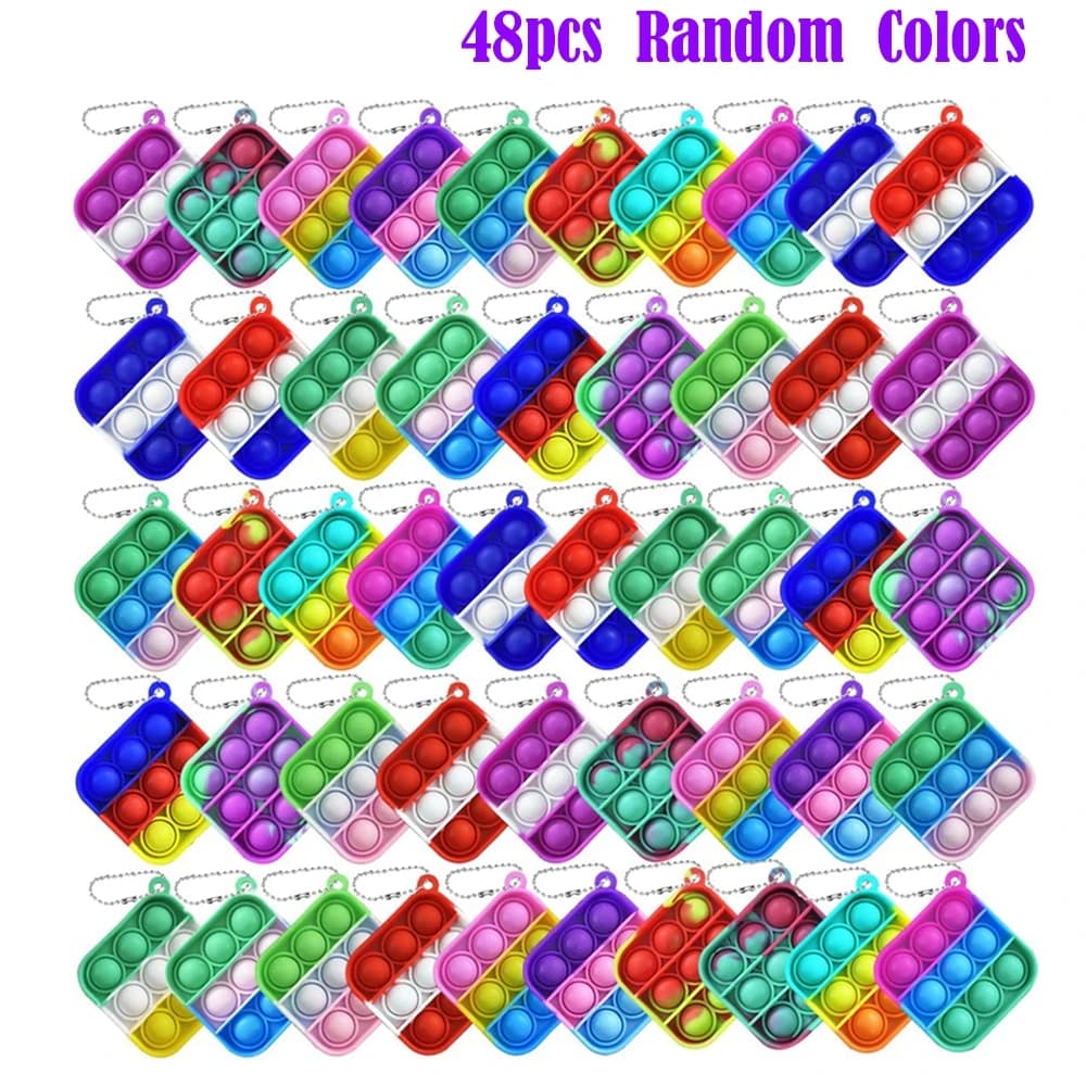 12/24/48 pezzi Mini Pop Push Fidget giocattoli Set portachiavi Fidget giocattolo anti-ansia sollievo dallo stress pacchetto di giocattoli a mano per bambini adulti regali