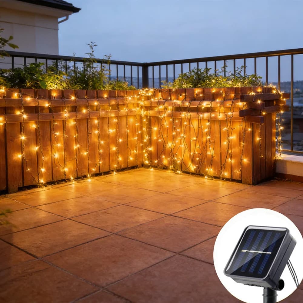 Luci Solari a LED per Albero di Natale, Ghirlanda Luminosa per Giardino, Cortile, Lampada da Esterno per Feste, Matrimoni, Decorazioni Domestiche