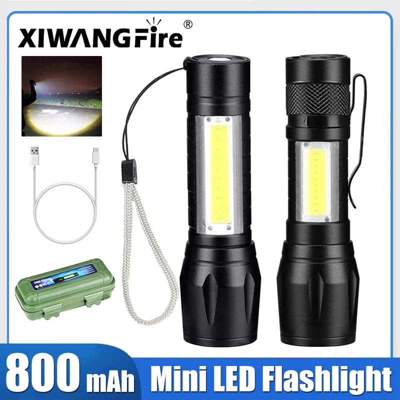 Mini LED torcia COB luce laterale portatile Flash Light torcia esterna USB ricaricabile per la pesca campeggio escursionismo lanterna lampada