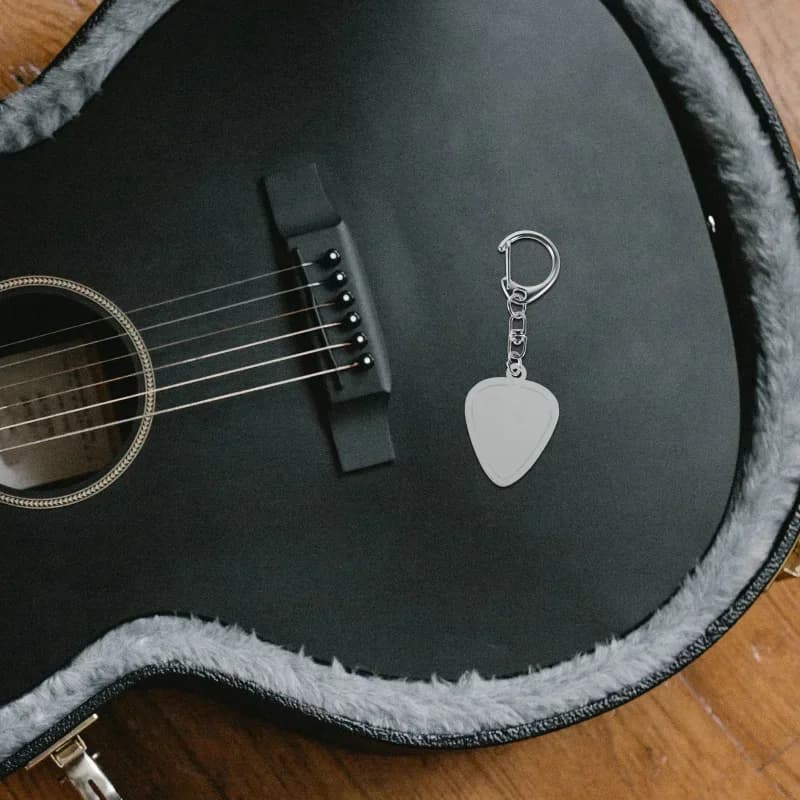 Ultimi Modelli di Portachiavi a Forma di Plettro a Cuore, Accessorio Musicale con Custodia Trasparente e Anello per Facile Identificazione per Organizzatori