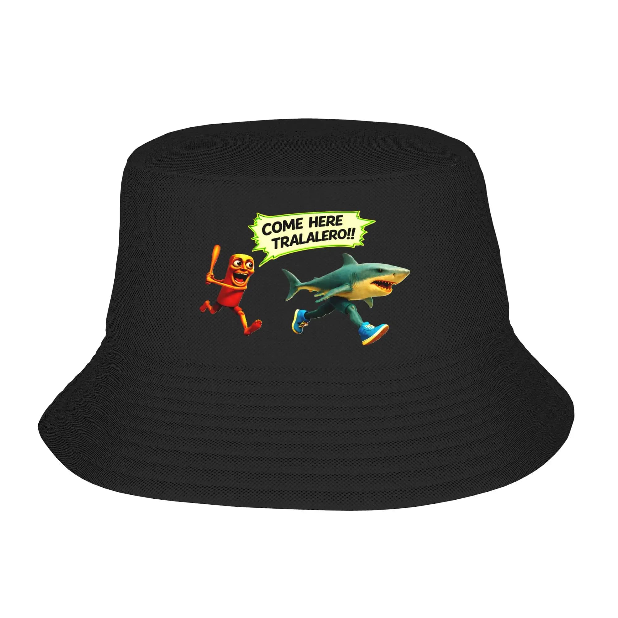 Tung Sahur chasing Tralalero Tralala Bucket Hat For Unisex Fisherman Hats Trendy Travel Hiking Caps Design Visor Hats