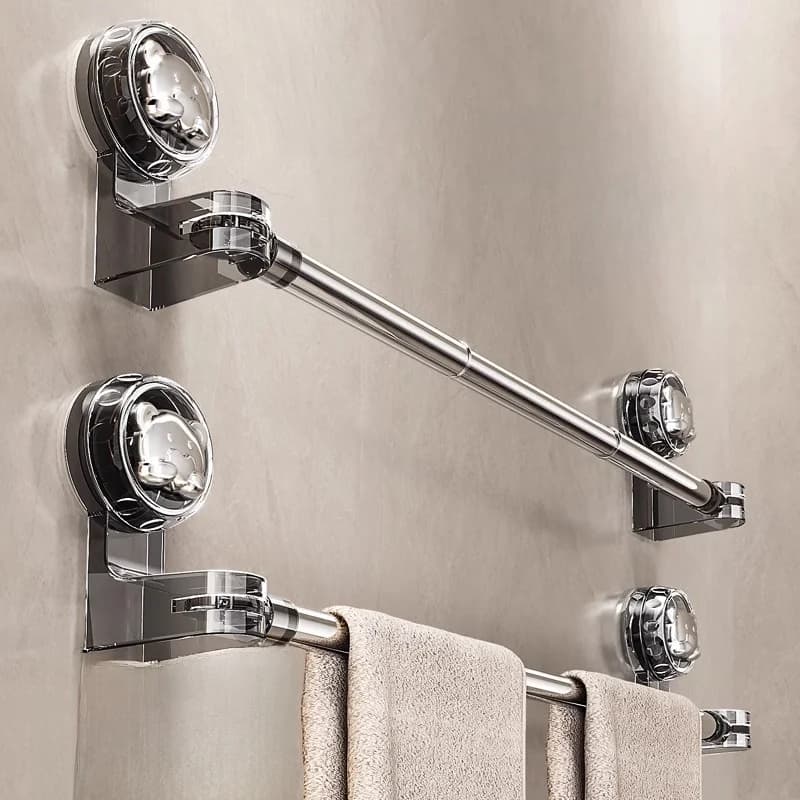 Batoom Towel Ra Suction Cup Expandable Towel Bar Storage elf Wasoom Bath Towel Organizer Wall Mounted Holder