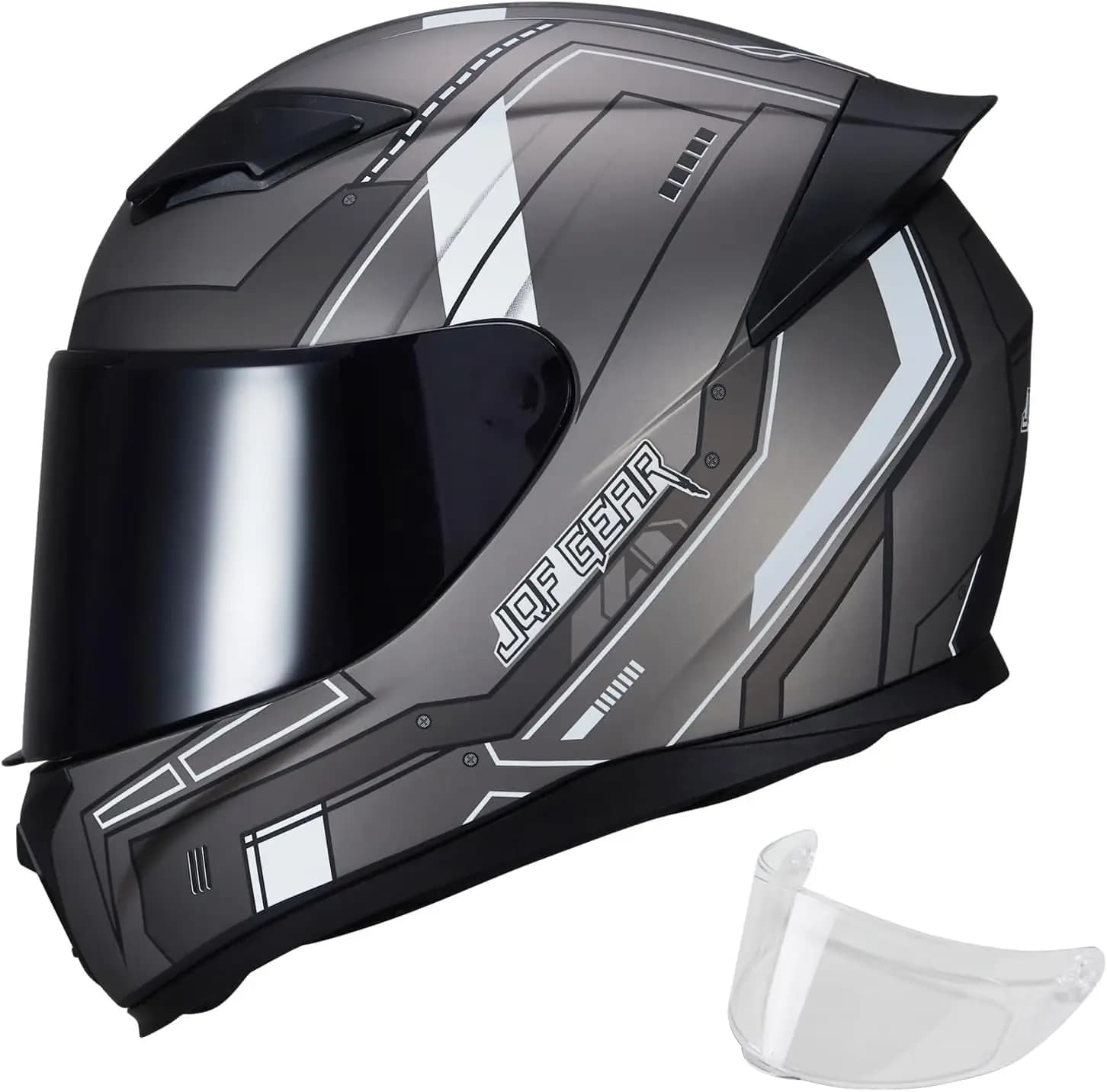 Casco integrale Nero Motocicletta Caschi da corsa per bici da strada per adulti WS-607 Approvato DOT (Grigio Mecha S)