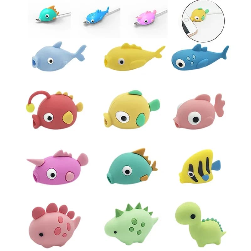 1 pz simpatico animale protezione del cavo cavo protezione del fumetto mini copertura in silicone avvolgicavo di ricarica per cavo di ricarica per cavo di ricarica per Iphone