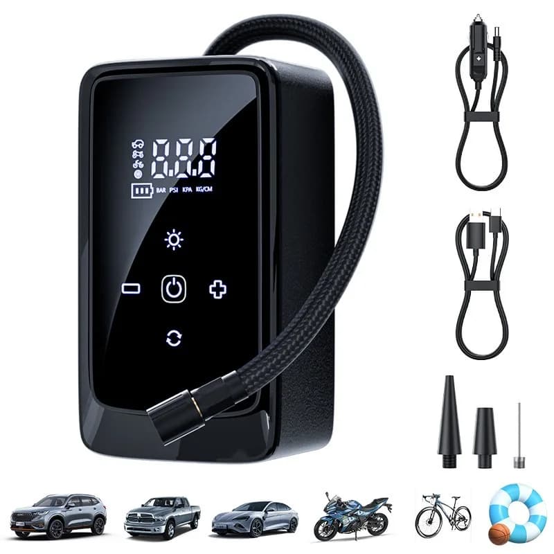For car Mini Portable Electric Pump for Bike Cordless Tire Inflator 140PSI Max 3900mAh Battery with Screen Fast Charging