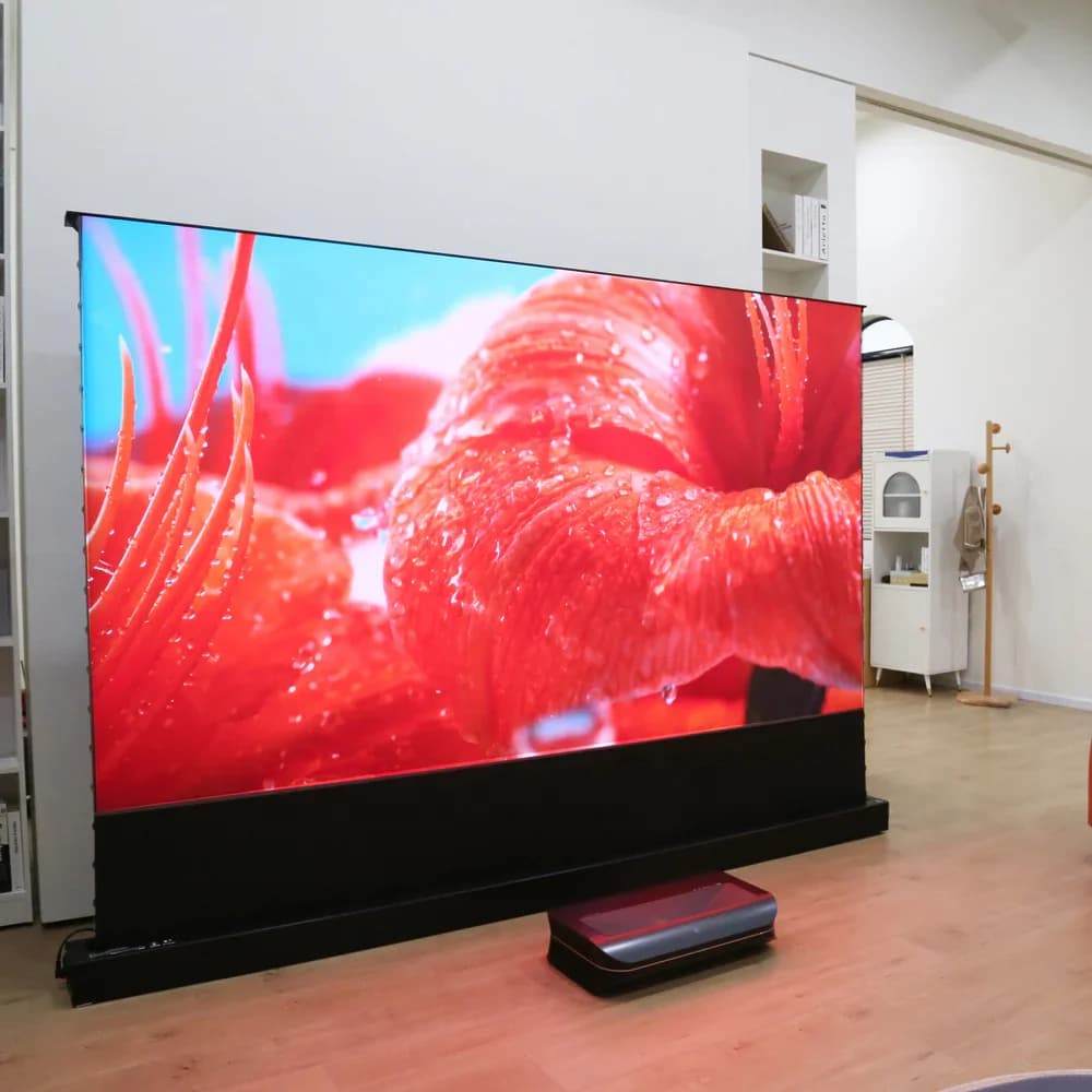 Schermo per Proiettore Elettrico Motorizzato ALR da 150 Pollici, Schermo a Scomparsa da Pavimento per Home Cinema con Formato 16:9