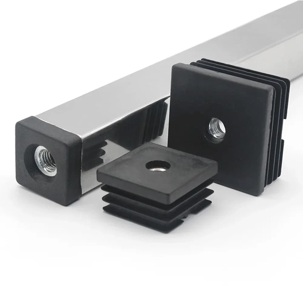 1/5/10/20 Pz M6 M8 M10 Tappi per tubi quadrati in plastica con foro dado Blanking End Inserti Tappi Copertura per tubi Mobili Gamba Piedi Tappo per tubo
