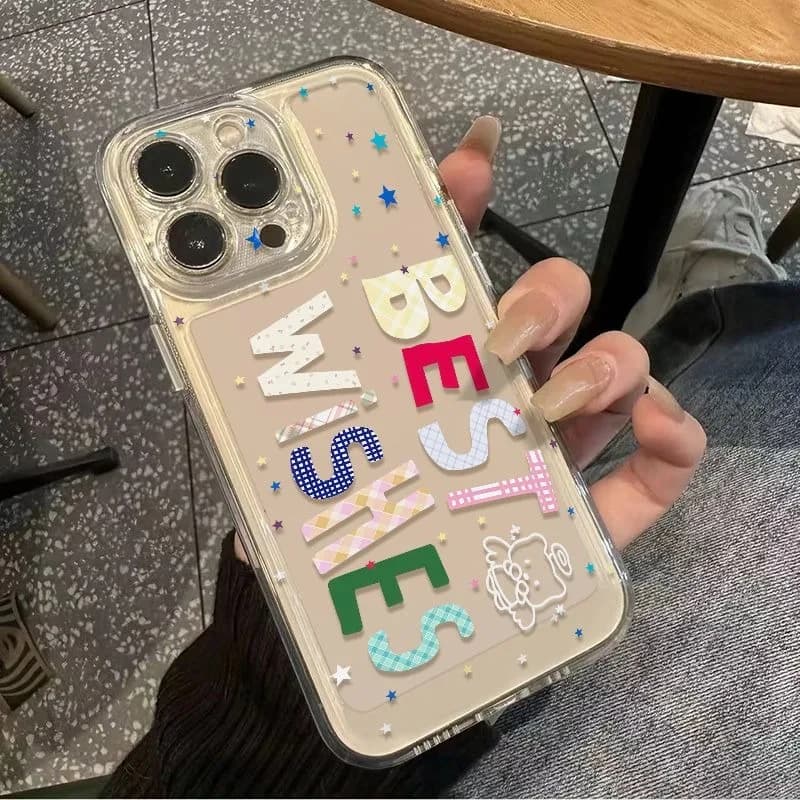Creative Graffiti Colored English Y2K Phone Case for IPhone Air 17 Pro Max 16 Plus 15 14 13 12 11 Pro Max Trend Soft Back Cover