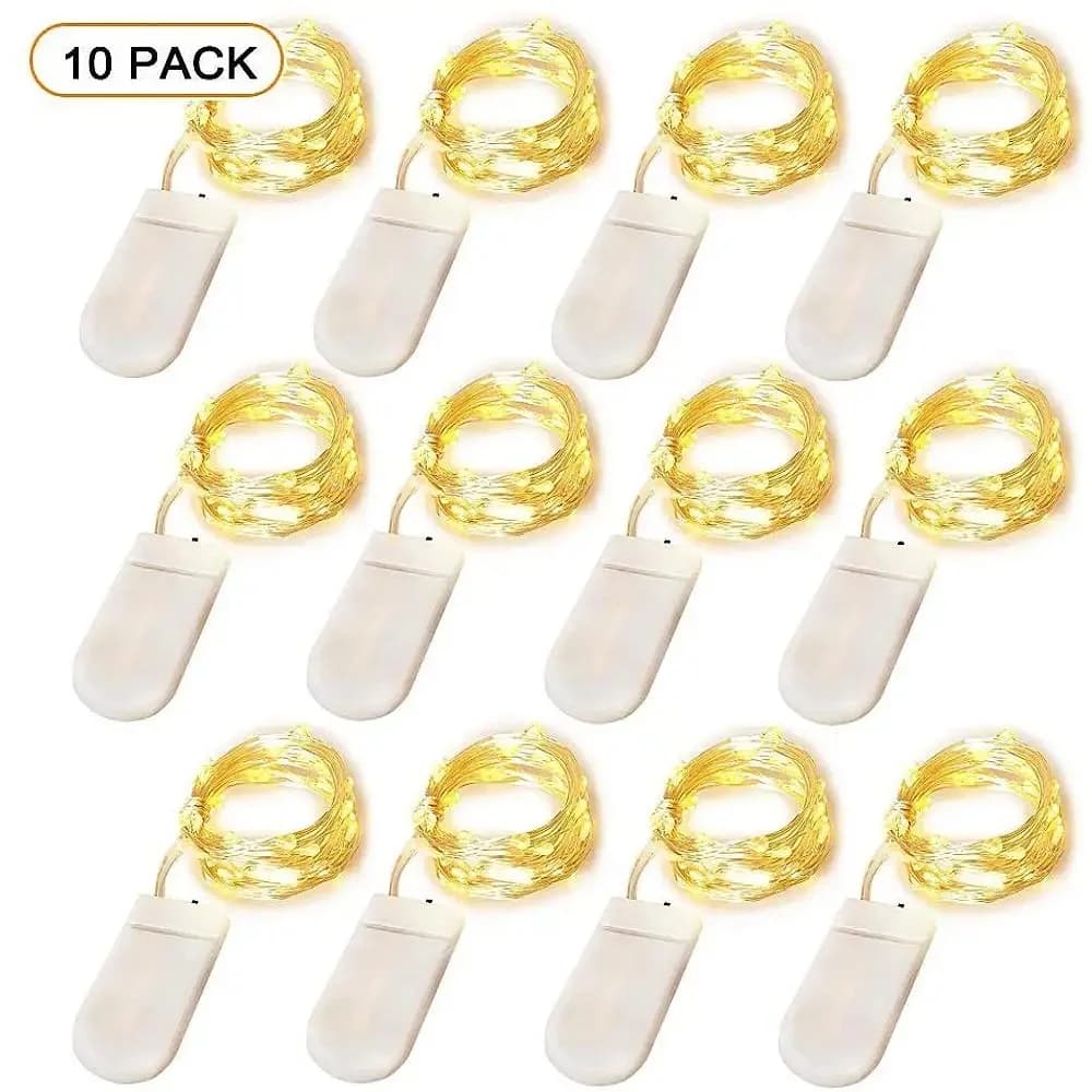 10pcs Battery Powered 20 Led Fairy String Light 2M Silver Copper Wire Mini Lamp For Christmas Holiday Wedding Party