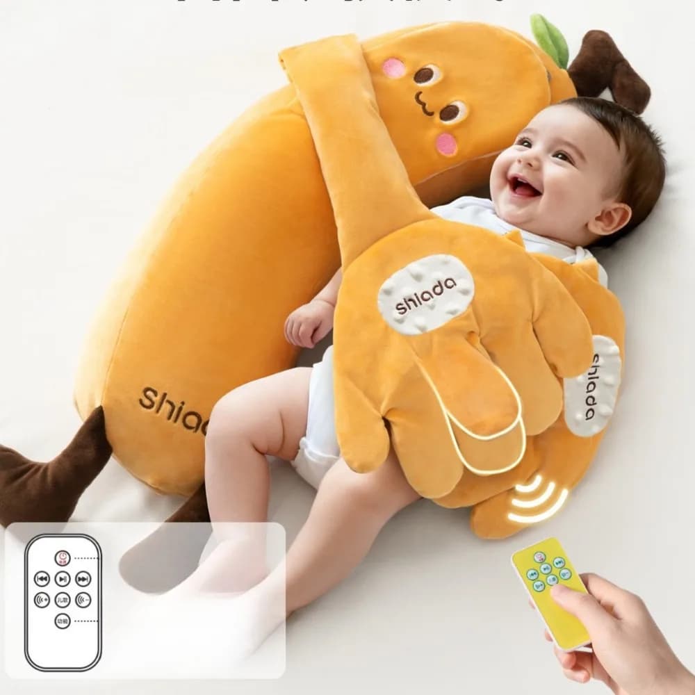 Baby Soothing Plush Pillow Electric Patting Sleep Aid for Infants Anti-startle Swaddle Hugging Pillow for Newborn