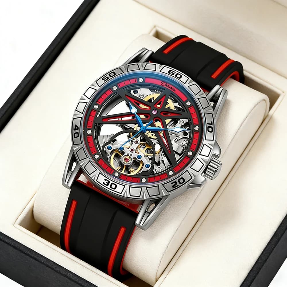 Orologio Meccanico Casual da Uomo, Nuovo di Lusso, Sportivo, Automatico, con Tourbillon, Orologio da Polso da Uomo, Scheletrato, alla Moda, Impermeabile, per Affari