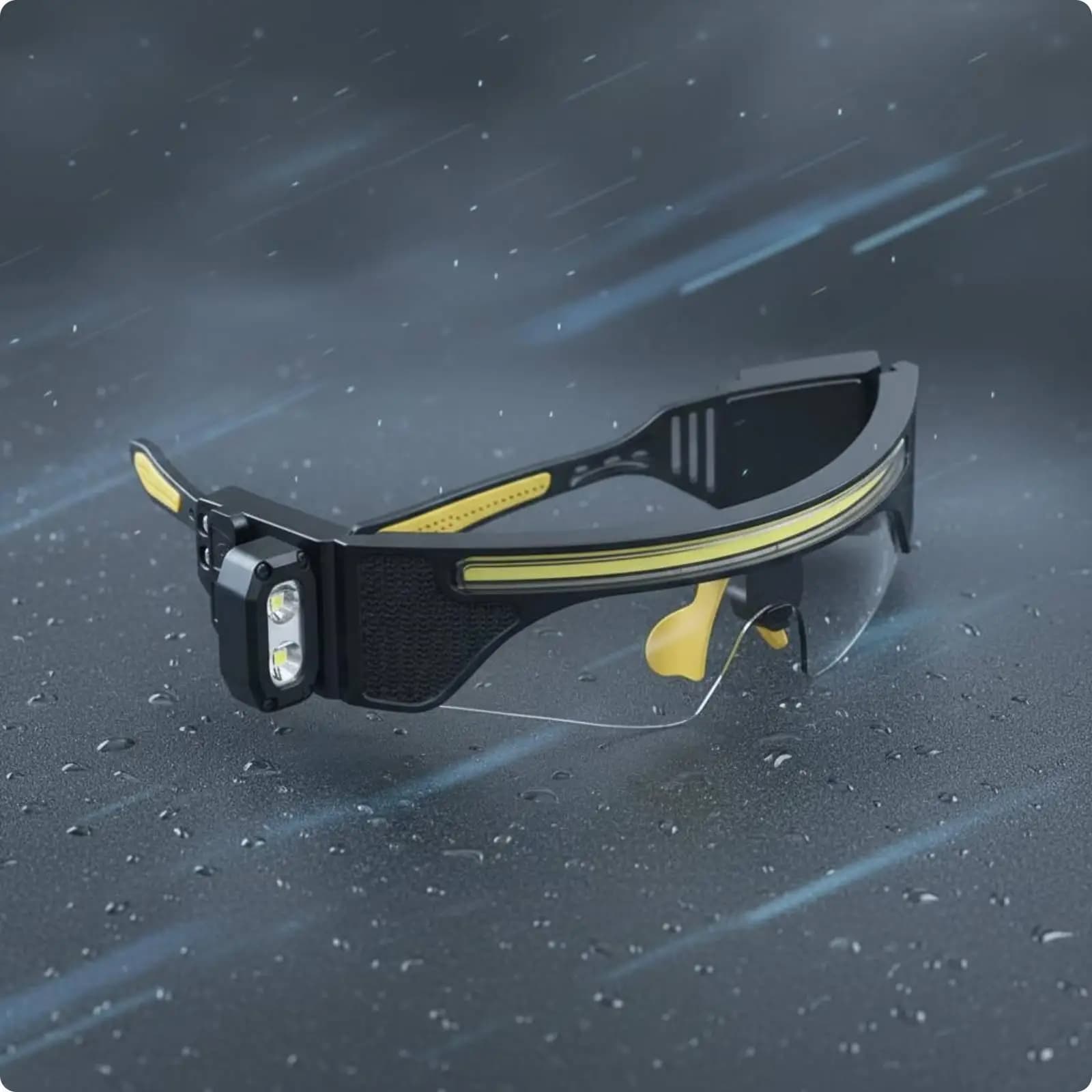 Headlight Glasses Windproof Biking Glasses Lamp Hands Eyeglass Clip Light for Night Anglers, Cyclists, Work, Outdoor