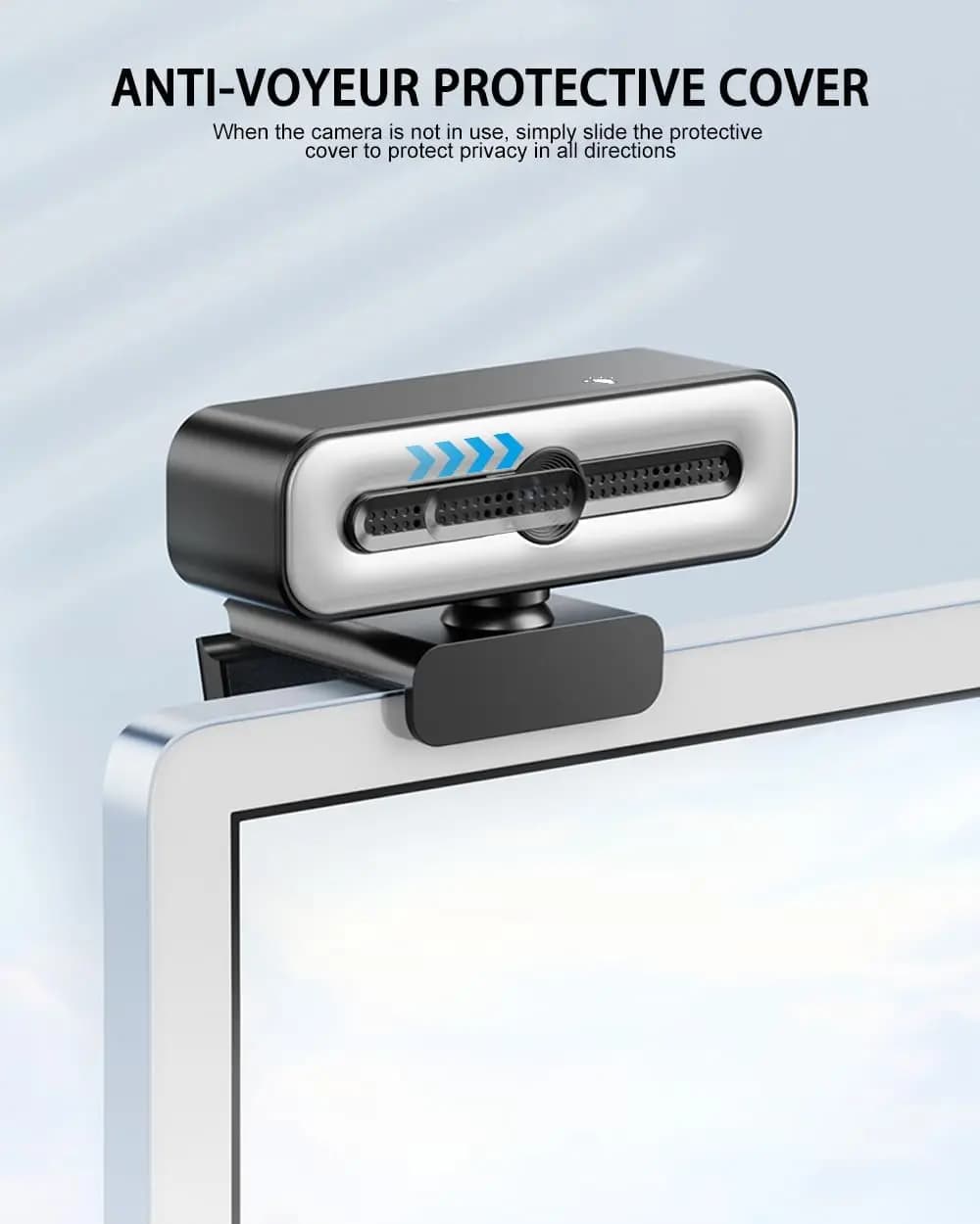 4K UHD Webcam with Ring Light - PDAF Autofocus AI Noise Cancel Mic Auto Light Correction Privacy Cover for Streaming