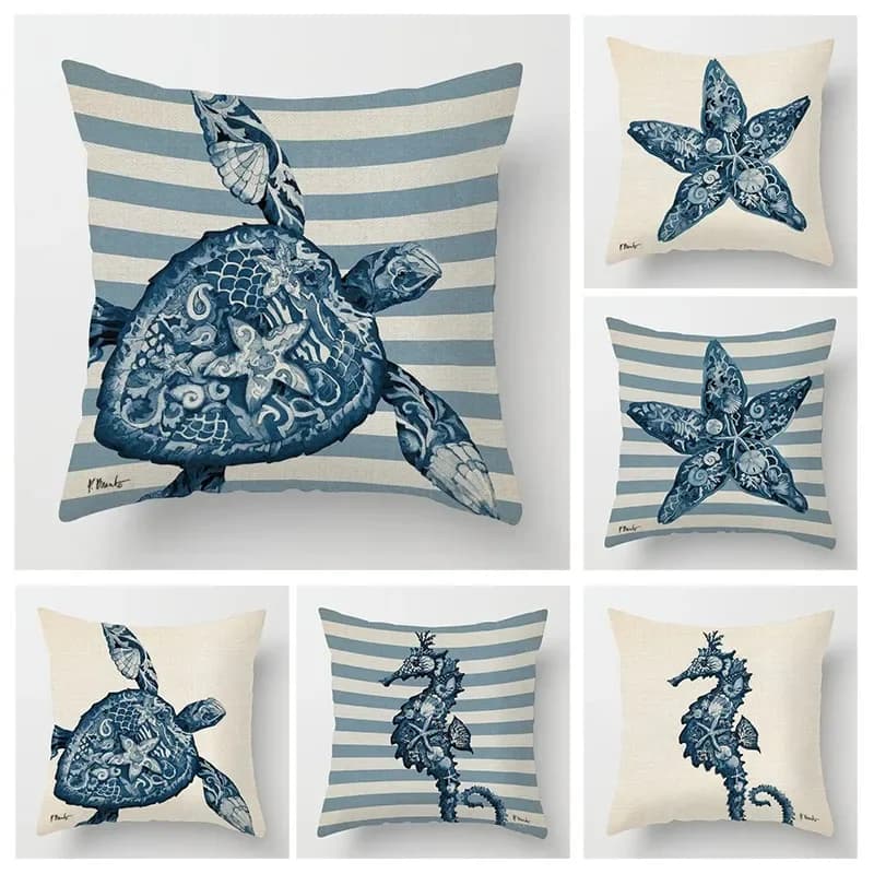 Autunno decorazione della casa federa da lancio fodera per cuscino del divano 45x45cm 45*45 50x50 40x40 elementi dell'oceano estetica del soggiorno