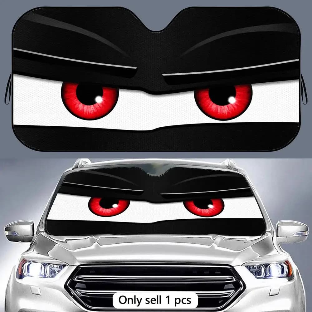 Suspicious Car Eyes Sun Visor Aluminum Foil Windshield Sunshade with Reflective UV Block Heat Insulation Foldable Universal Fit