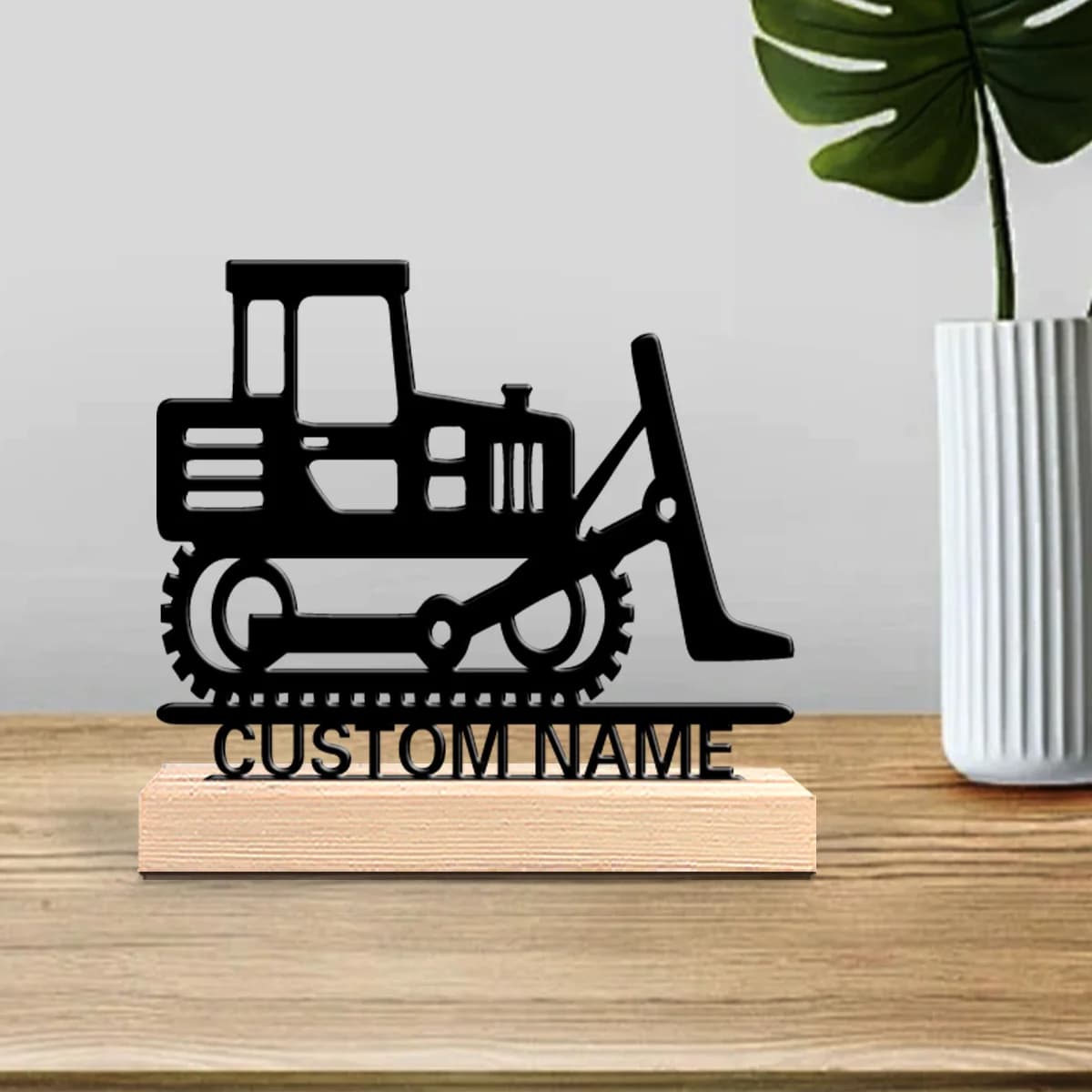 1pc Customized Metal Handicraft Ornaments Custom Content Equipped with Wooden Base Festival Ornaments and Decorations