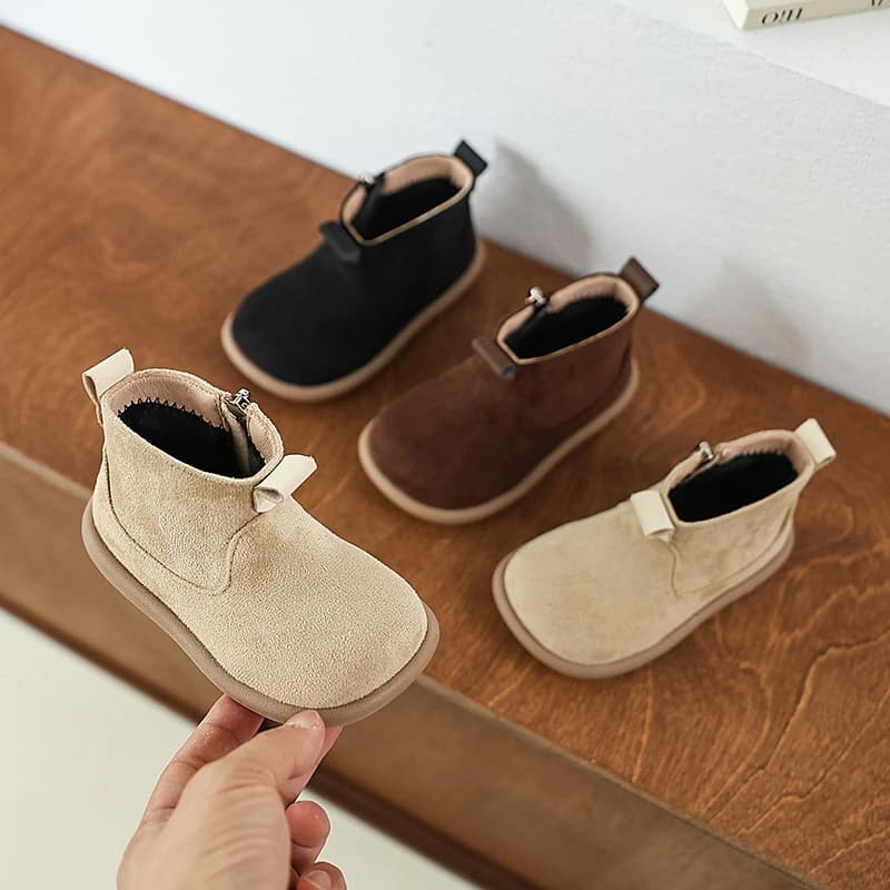 Autunno Inverno Bambini Scarpe Casual per Neonati maschi Stivali da ragazza Oxford Pelle scamosciata Peluche Stivaletti per bambini Scarpe da bambino antiscivolo per esterni