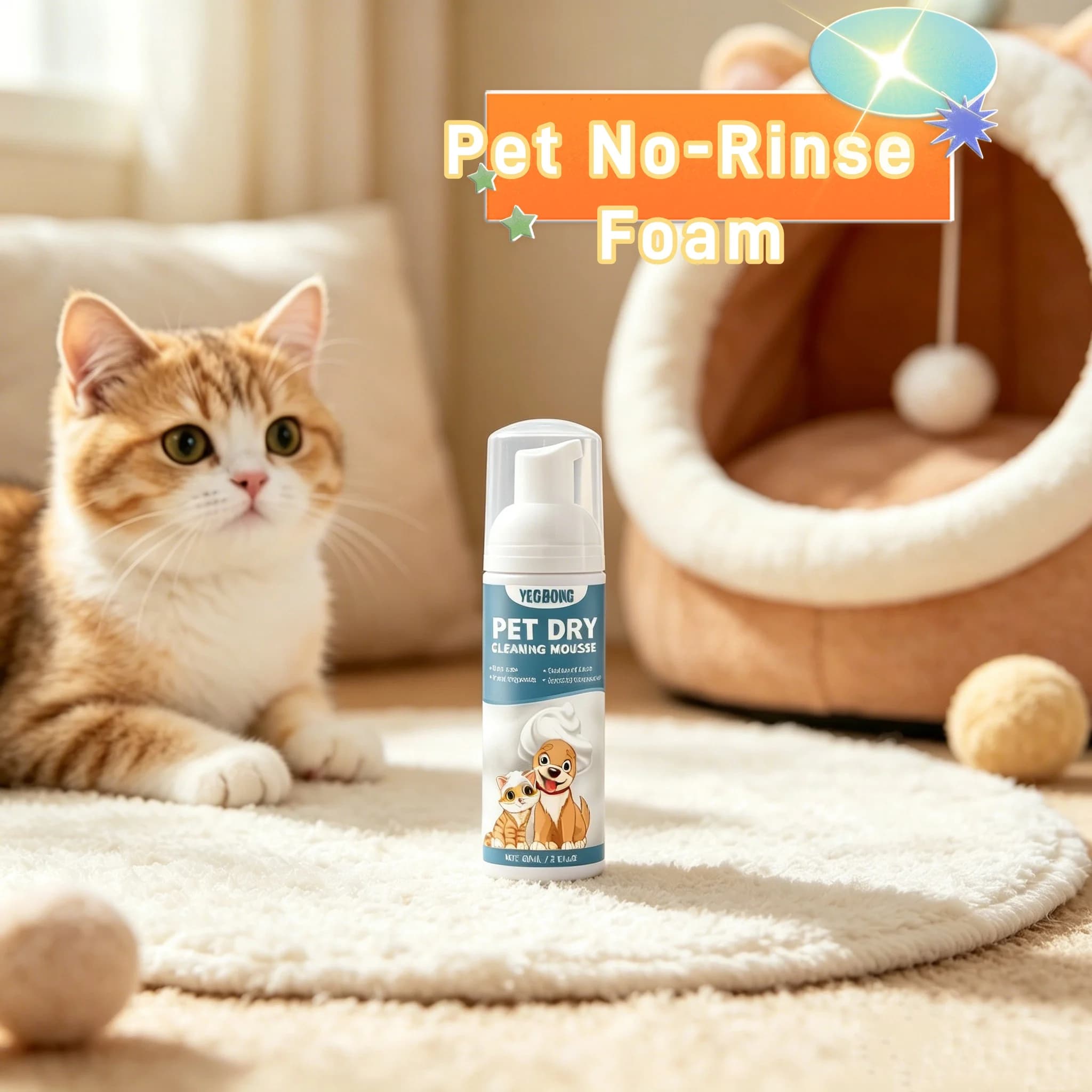Pet Wash Free Foam No-Rinse Deep Cleansing Bad Smell Odor Eliminator Safe Bathless Pets Supplies Waterless Cats And Dogs Shampoo
