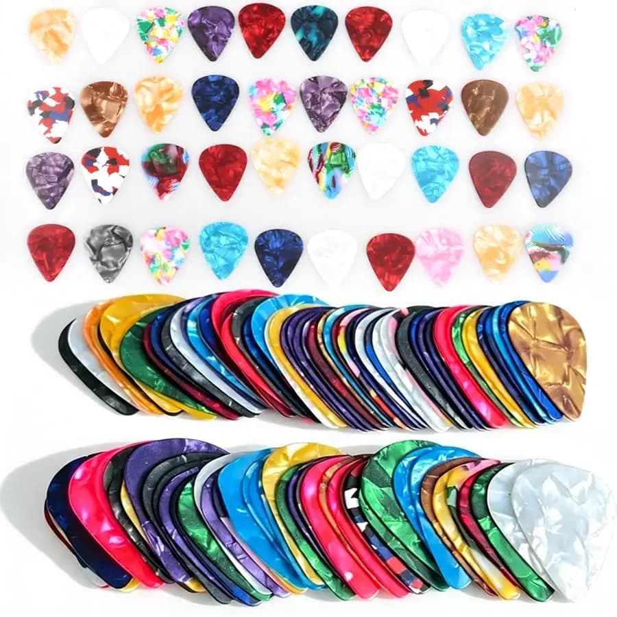 24/48/100pcs Celluloid Guitar Plectrums, Musical Instrument Picks, Comfortable Grip Design for Acoustic Electric Guitar, XJM