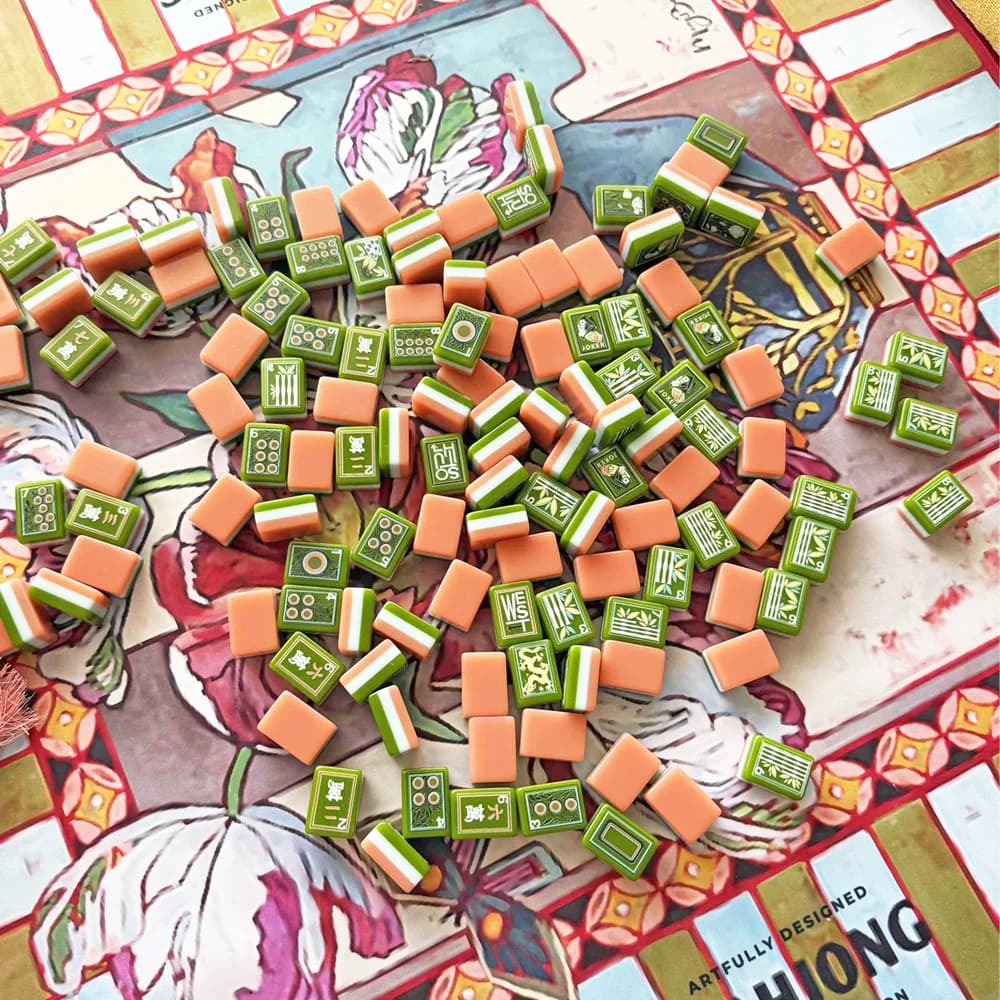 Set Mahjong Coastal Resort 160 Pezzi, Tessere in Acrilico con Stampa Effetto Pittura a Olio, Mahjong Americano per Regali, Feste e Intrattenimento