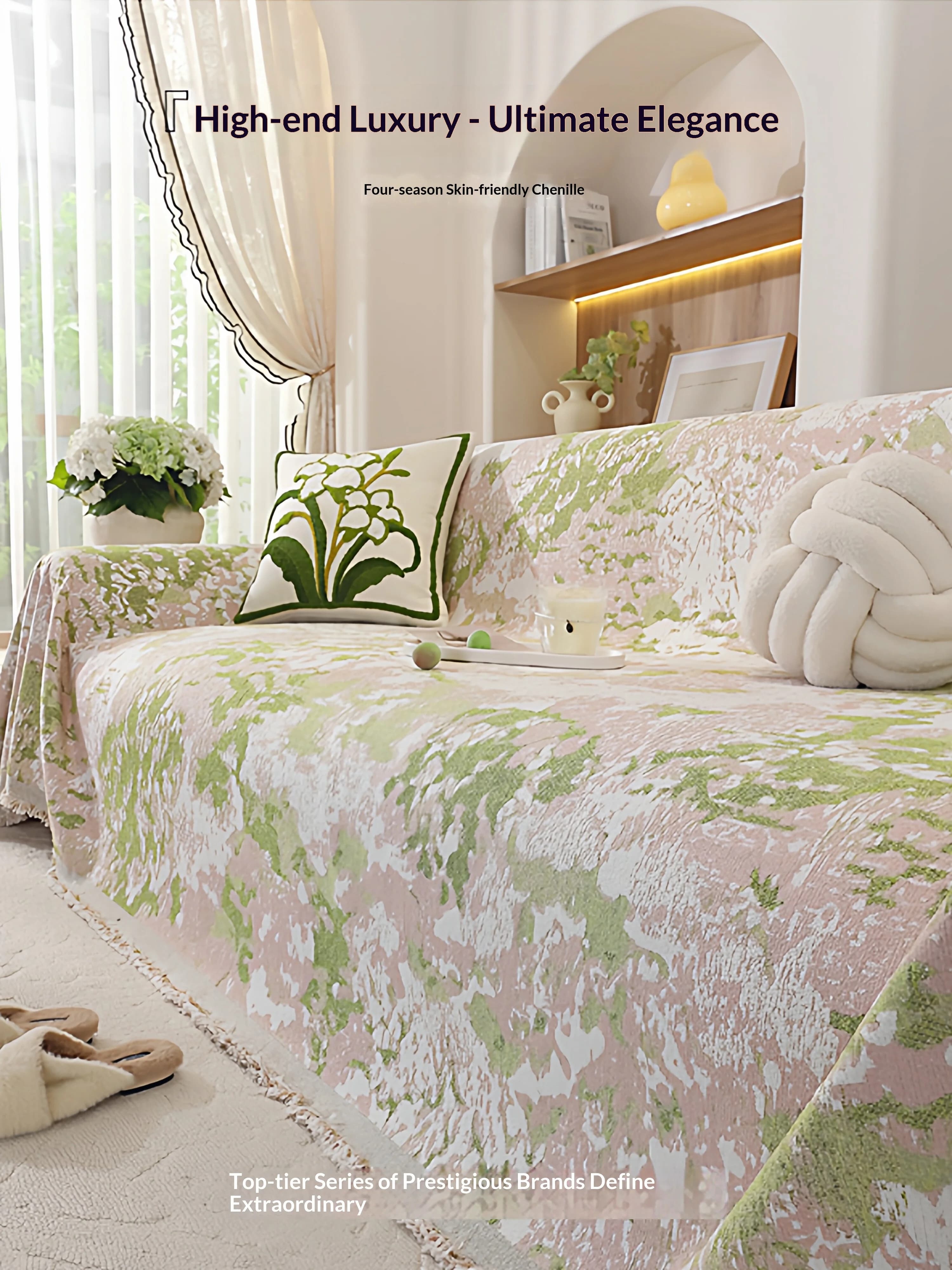 Copridivani per soggiorno, set completo, copridivano monopezzo a copertura totale, coperta antiscivolo e antipiega.