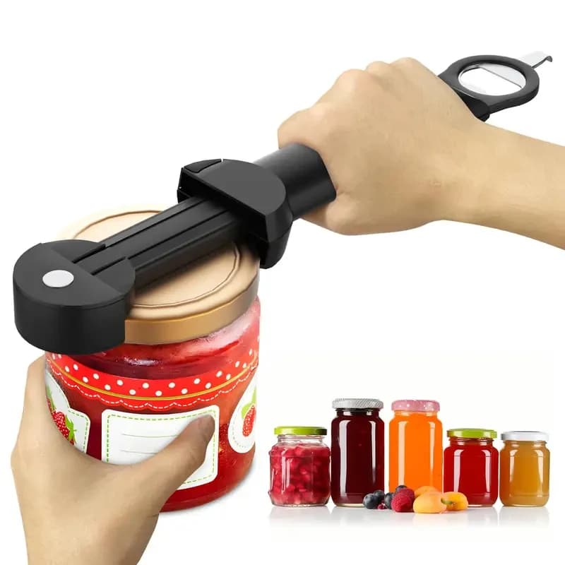 Apribottiglie Regolabile in Acciaio Inossidabile - Apriscatole Multifunzione per Barattoli e Lattine di Vino/Birra, Utensile da Cucina per Anziani con Mani Deboli