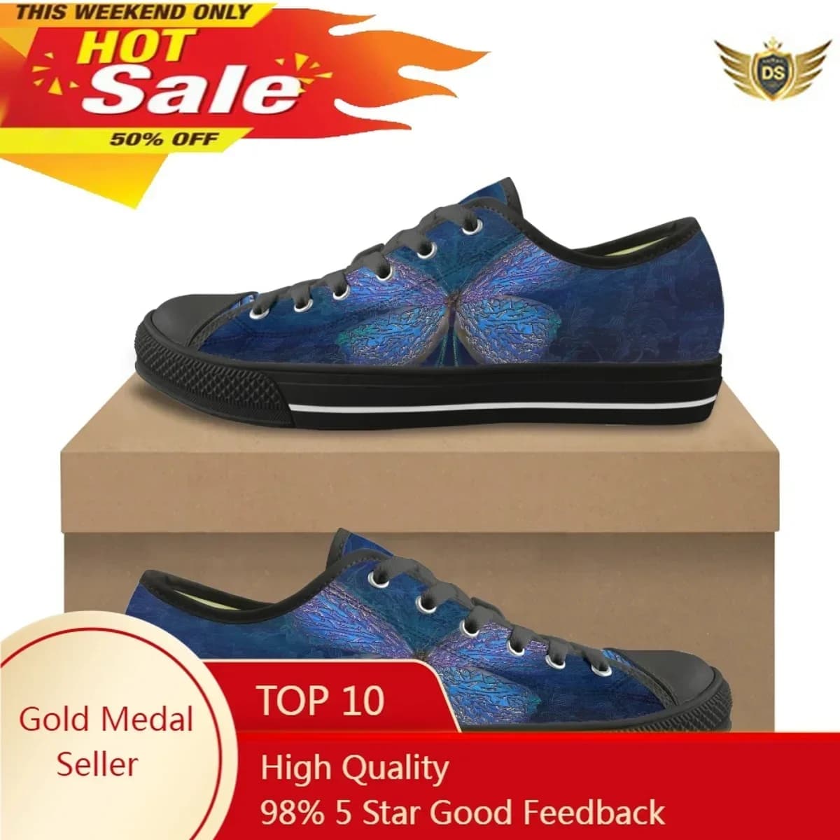 Scarpe di tela da donna Moda Hot Art Modello a farfalla Stampa Sneakers da esterno per studenti Calzature classiche di tela basse con lacci