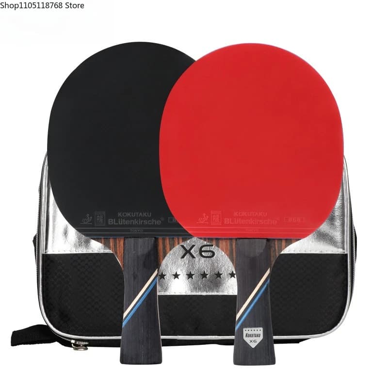 Professional 6 Star Ping Pong Rack Carbon Ping Pong Pong Sets for Pipers Rubber Brufoli with Bag