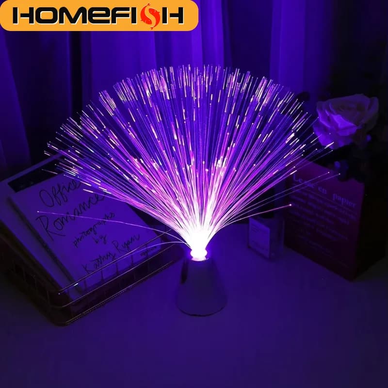 Lampada a Fibra Ottica LED a 7 Colori HOMEFISH, Luce Notturna Effetto Cielo Stellato per Decorazioni Festive, Matrimoni, Centrotavola, Feste e Casa