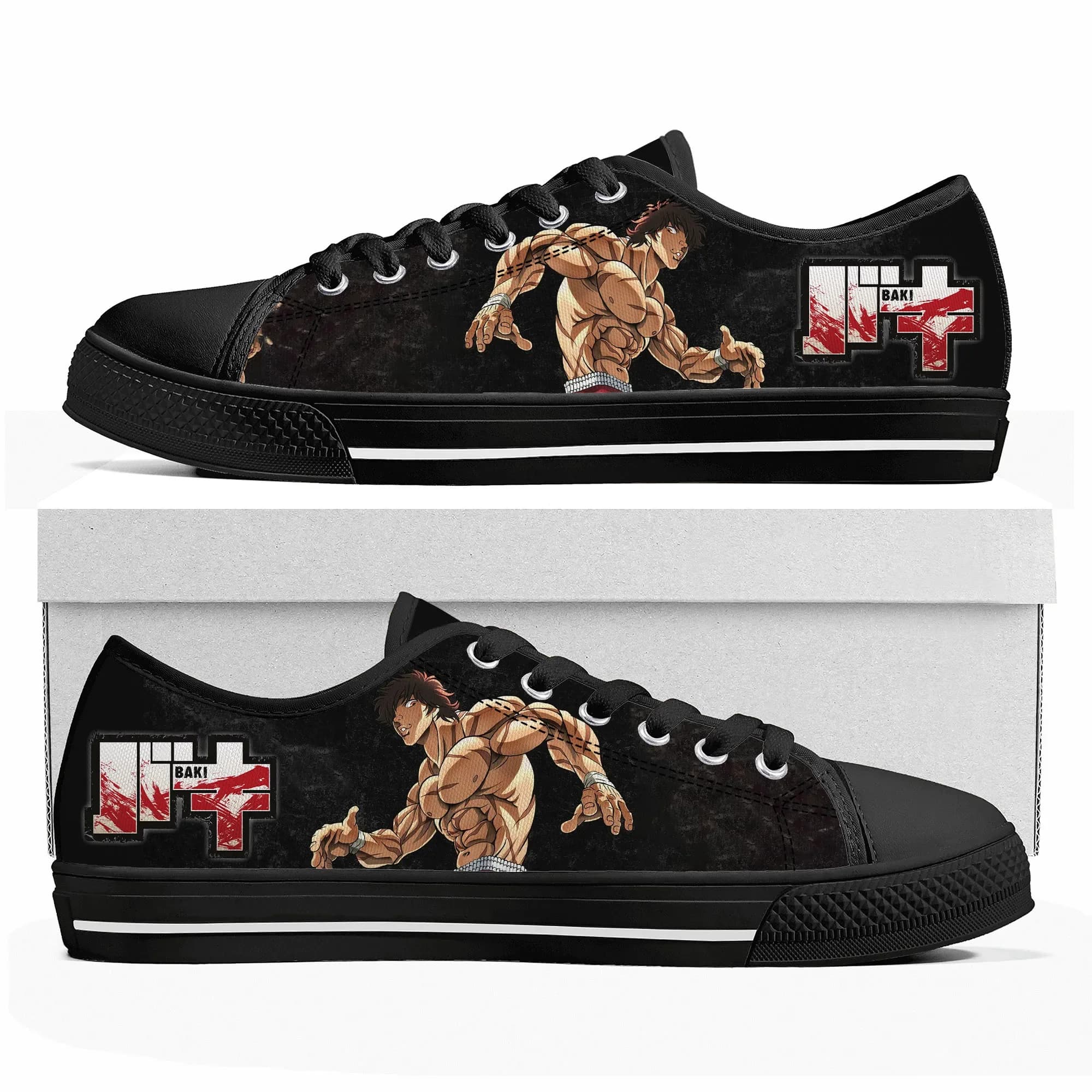Anime Baki The Grappler Baki Hanma Low Top Sneakers Mens Womens Teenager Canvas Sneaker Casual Custom Made Shoes Customize Shoe