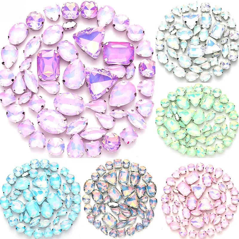 50 pezzi di cristallo rosa fai da te, gioielli cuciti a mano, accessori per abbigliamento, materiali e componenti per indumenti